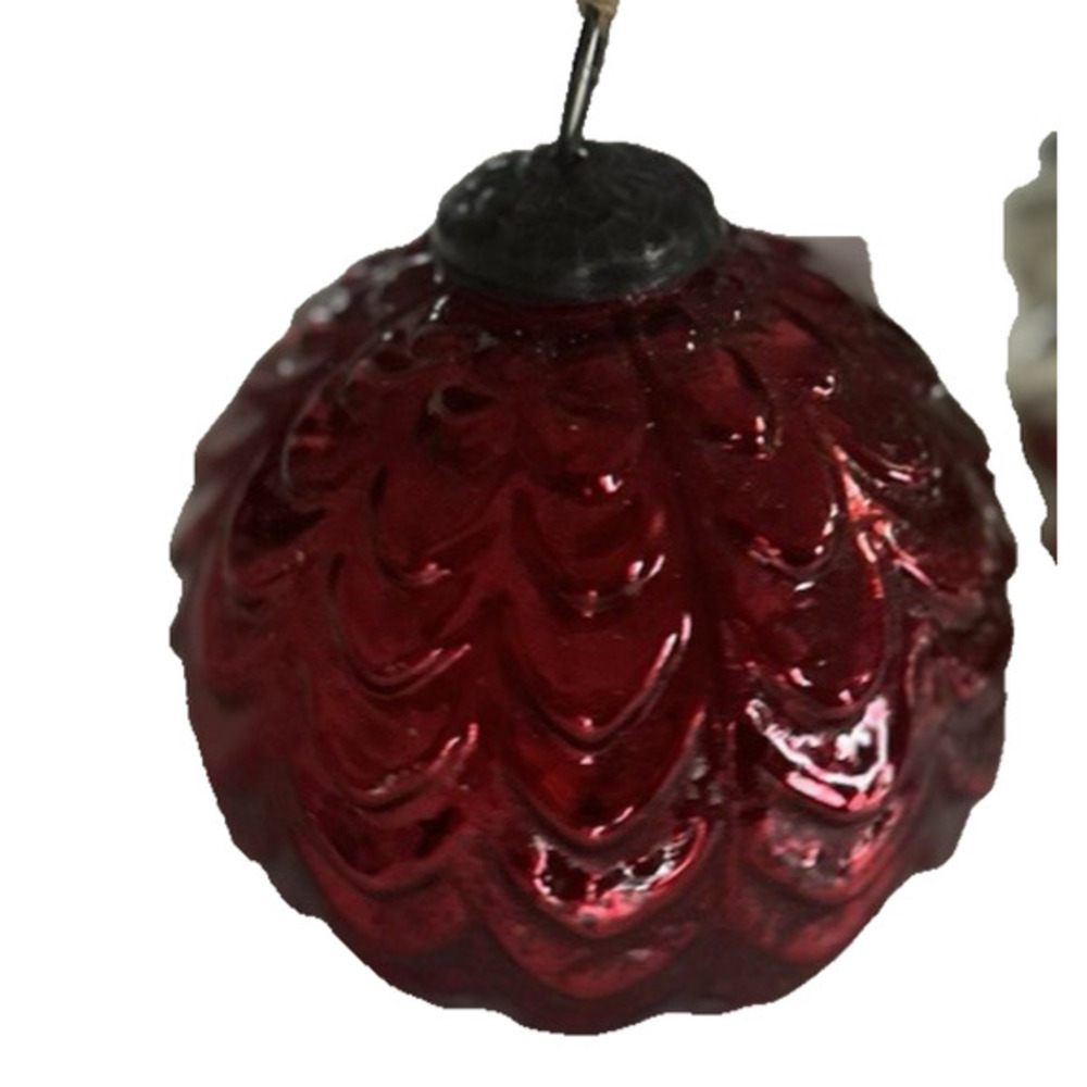 NWT Pottery Barn Red Oversized Embossed Sphere‎ Red Ball Ornament Mercury Glass - Picture 2 of 6